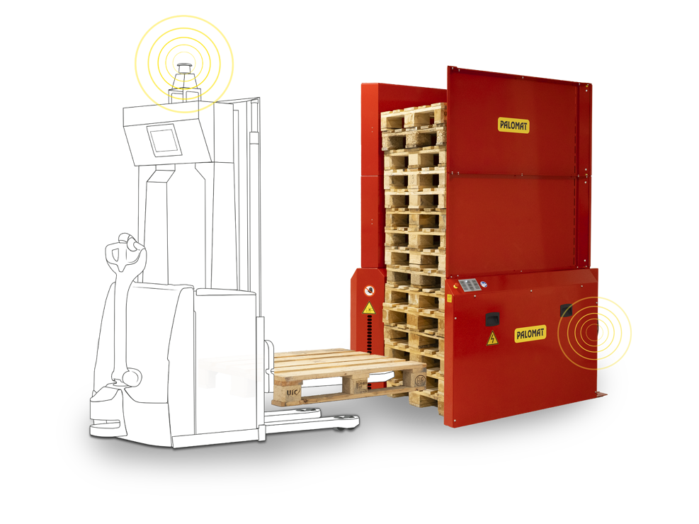 Dispensador de palets AGV - Apilador de palets AGV - Estación de carga de palets para AGV - AGV